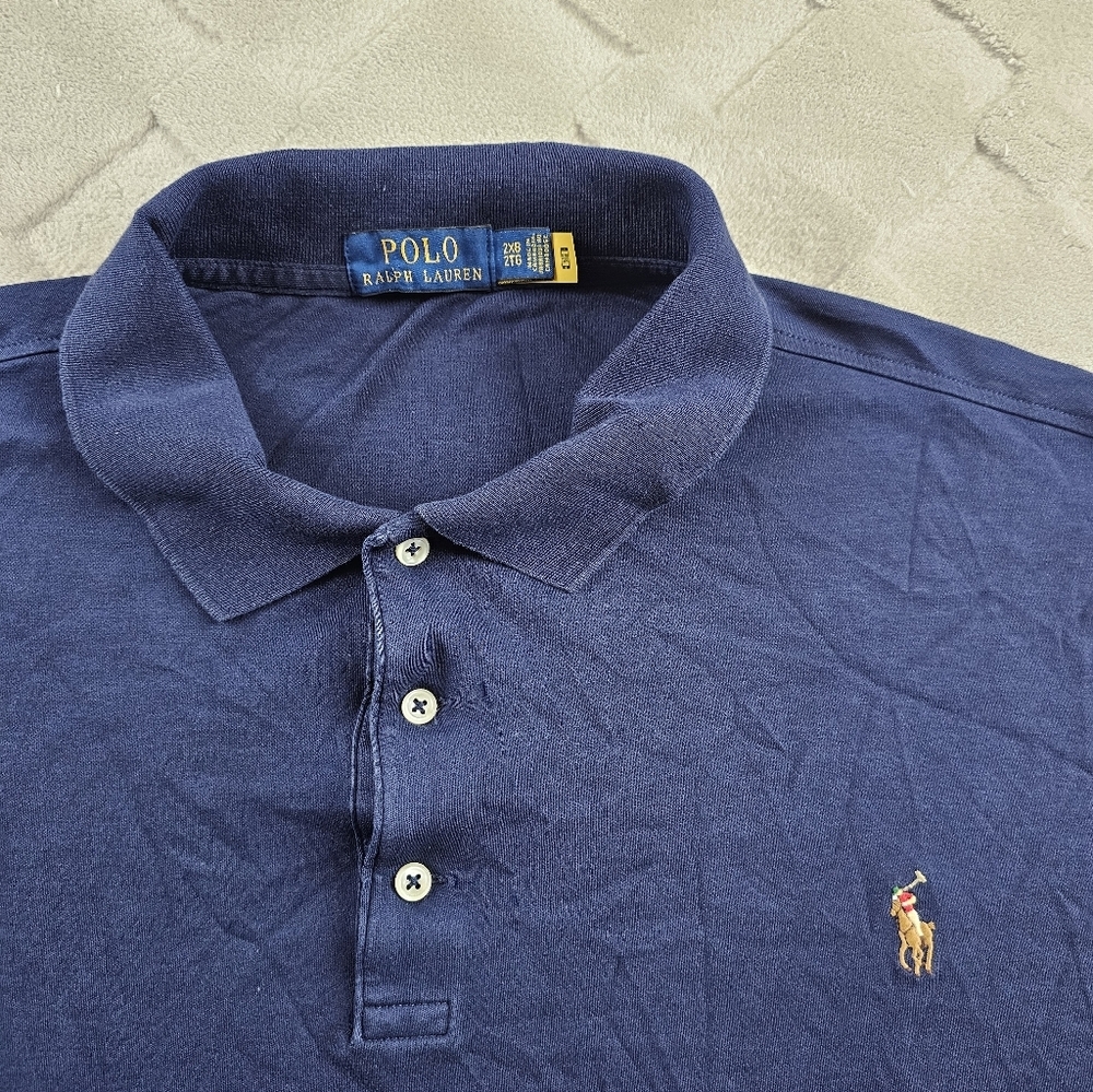Polo by Ralph Lauren Polo Shirt Mens 2XB Navy Blue with Small Tan Logo
